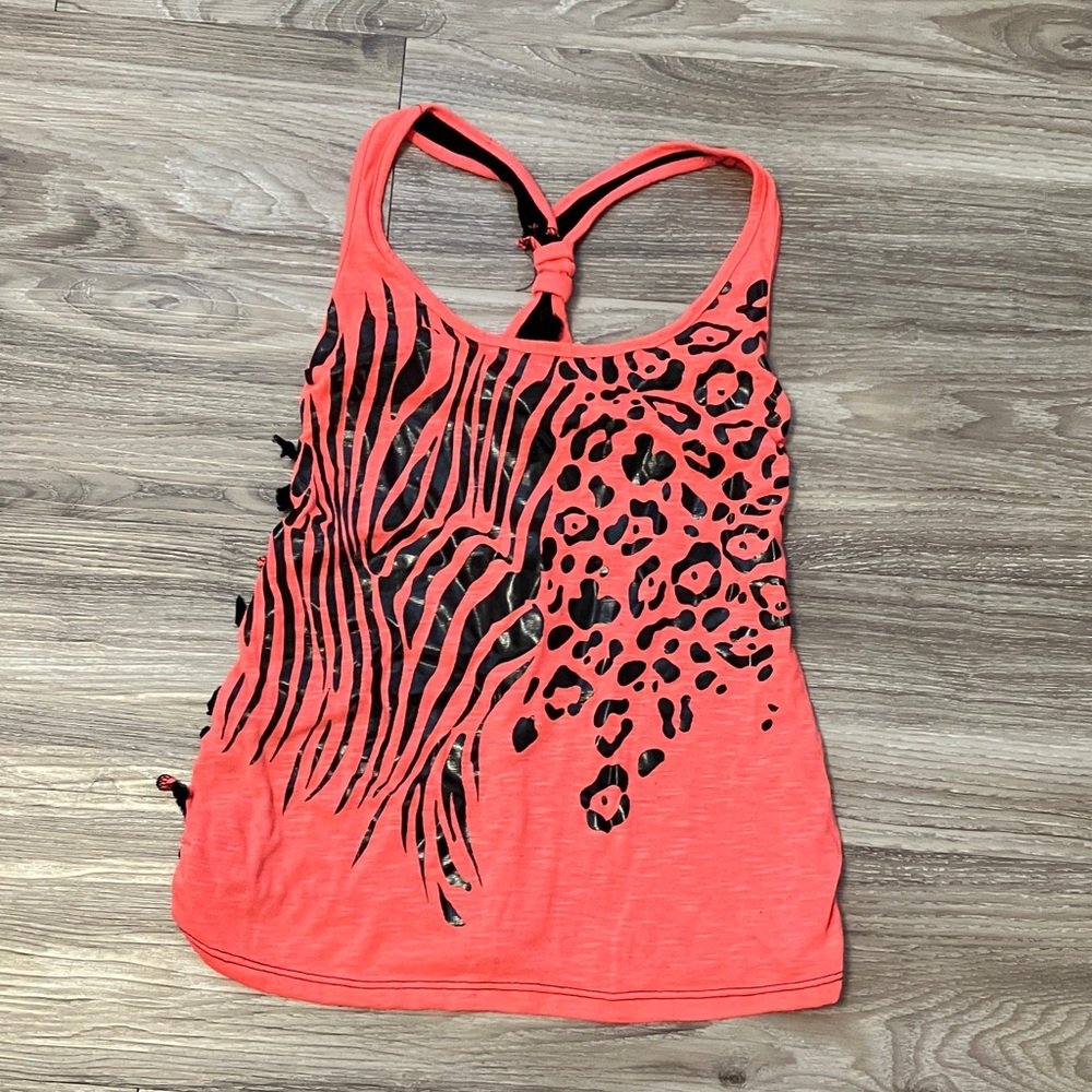 Vibrant Coral Animal Print Tank Top